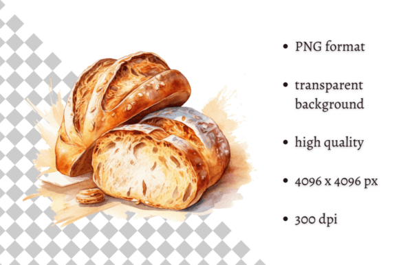 Download Watercolor Bakery Bread Rolls Clipart - Bread Collection