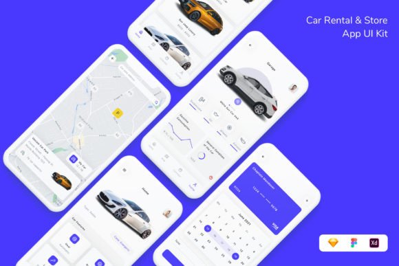 Download Car Rental &amp; Store App UI Kit - Rent Collection