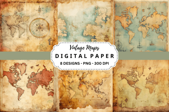 Download Vintage Maps Watercolor Digital Paper - Map Collection