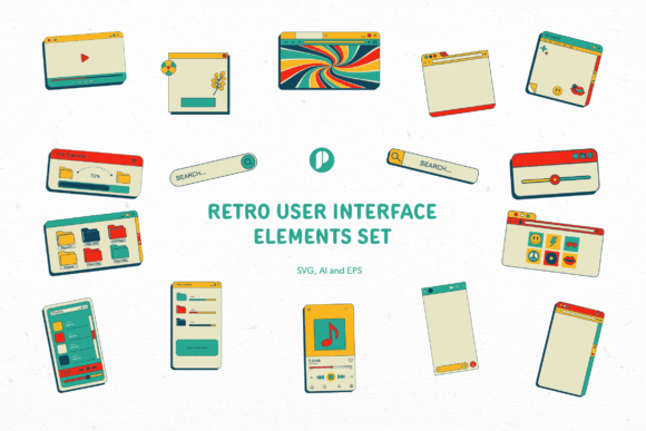 Download Retro User Interface Elements Set - Element Collection