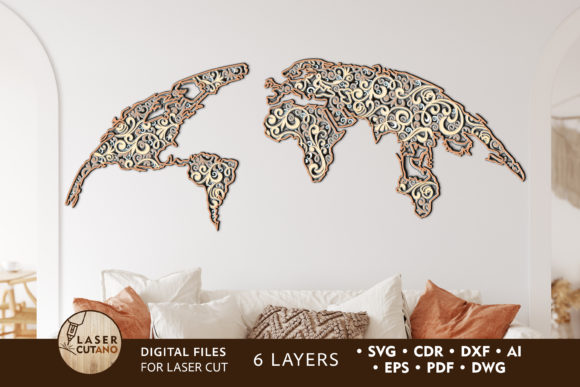 Download World Map Multilayer Laser Cut Files - Map Collection