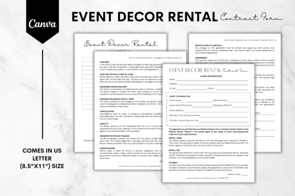 Download Event Decor Rental Contract Form 2 - Rent Collection