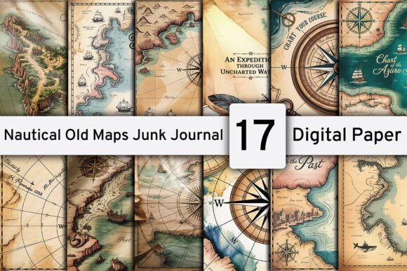 Download Nautical Old Maps Junk Journal Pages - Map Collection