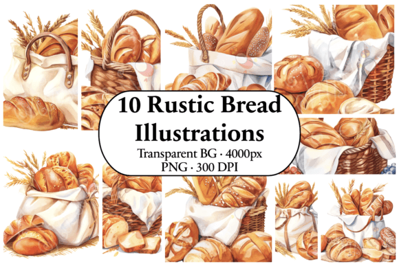 Download Artisan Bread Clip Art Watercolor Set - Bread Collection
